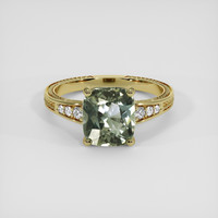 3.01 Ct. Greenish Blue Sapphire Ring, 14K Yellow Gold 1