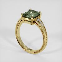 3.01 Ct. Greenish Blue Sapphire Ring, 14K Yellow Gold 2