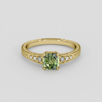 1.34 Ct. Yellowish Green Sapphire Ring, 14K Yellow Gold 1