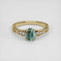 1.17 Ct. Bluish Green Sapphire Ring, 18K Yellow Gold 1