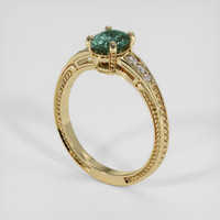 1.17 Ct. Bluish Green Sapphire Ring, 18K Yellow Gold 2