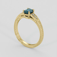 1.19 Ct. Bluish Green Sapphire Ring, 18K Yellow Gold 2