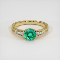 0.78 Ct. Emerald Ring, 18K Yellow Gold 1