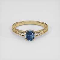 0.61 Ct. Greenish Blue Sapphire Ring, 18K Yellow Gold 1
