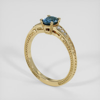 0.61 Ct. Greenish Blue Sapphire Ring, 18K Yellow Gold 2