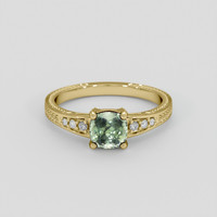 1.34 Ct. Green Sapphire Ring, 18K Yellow Gold 1