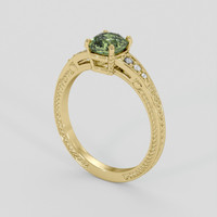 1.34 Ct. Yellowish Green Sapphire Ring, 18K Yellow Gold 2