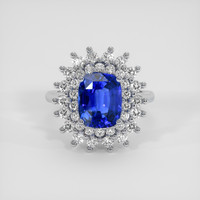 3.16 Ct. Blue Sapphire Ring, 18K White Gold 1