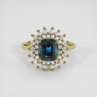 2.66 Ct. Bluish Green Sapphire Ring, 18K Yellow Gold 1