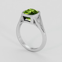3.13 Ct. Green (Lime Green) Peridot Ring, Platinum 950 2