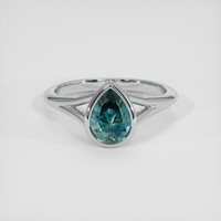 1.26 Ct. Greenish Blue Sapphire Ring, Platinum 950 1