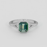1.77 Ct. Bluish Green Sapphire Ring, Platinum 950 1