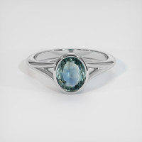 1.51 Ct. Greenish Blue Sapphire Ring, Platinum 950 1