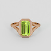2.04 Ct. Yellowish Green Peridot Ring, 18K Rose Gold 1