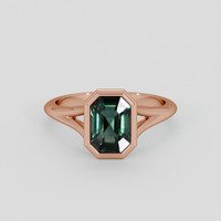 1.52 Ct. Bluish Green Sapphire Ring, 18K Rose Gold 1