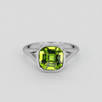 3.93 Ct. Green (Lime Green) Peridot Ring, Silver 1