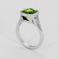 3.93 Ct. Green (Lime Green) Peridot Ring, Silver 2