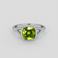 3.13 Ct. Green (Lime Green) Peridot Ring, 10K White Gold 1