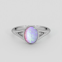 0.96 Ct. Multi Color Crystal Opal (Jelly Opal) Ring, 14K White Gold 1