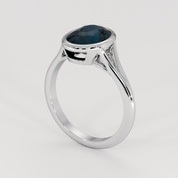 2.69 Ct. Greenish Blue Sapphire Ring, 14K White Gold 2