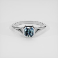 1.62 Ct. Greenish Blue Sapphire Ring, 14K White Gold 1