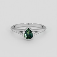 0.96 Ct. Bluish Green Sapphire Ring, 14K White Gold 1