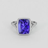 5.25 Ct. Violetish Blue Tanzanite Ring, 18K White Gold 1