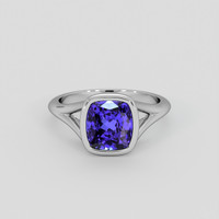 3.35 Ct. Violetish Blue Tanzanite Ring, 18K White Gold 1