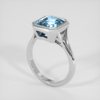 2.90 Ct. Blue Aquamarine Ring, 18K White Gold 2