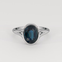 2.69 Ct. Greenish Blue Sapphire Ring, 18K White Gold 1