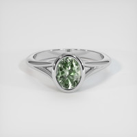 1.34 Ct. Green Sapphire Ring, 18K White Gold 1