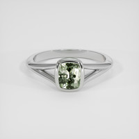 1.05 Ct. Green Sapphire Ring, 18K White Gold 1