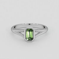 0.72 Ct. Green Sapphire Ring, 18K White Gold 1