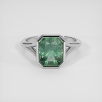 4.64 Ct. Bluish Green Sapphire Ring, 18K White Gold 1