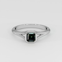 0.59 Ct. Yellowish Green Sapphire Ring, 18K White Gold 1