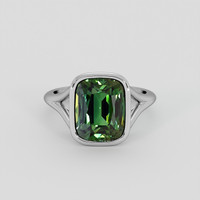 6.08 Ct. Green Sapphire Ring, 18K White Gold 1