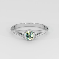 0.52 Ct. Bluish Green Sapphire Ring, 18K White Gold 1
