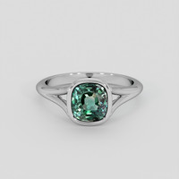 2.15 Ct. Bluish Green Sapphire Ring, 18K White Gold 1