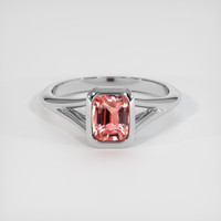 1.60 Ct. Padparadscha Sapphire Ring, 18K White Gold 1