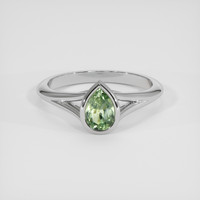 0.73 Ct. Green Sapphire Ring, 18K White Gold 1