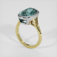 7.47 Ct. Bluish Green Sapphire Ring, 14K White & Yellow 2