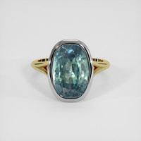 7.47 Ct. Bluish Green Sapphire Ring, 18K White & Yellow 1