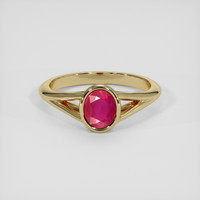 1.56 Ct. Pinkish Red Ruby Ring, 14K Yellow Gold 1