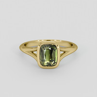 2.04 Ct. Green Sapphire Ring, 14K Yellow Gold 1