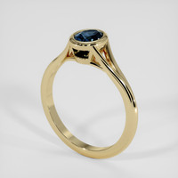 0.84 Ct. Greenish Blue Sapphire Ring, 14K Yellow Gold 2