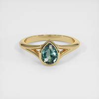 1.06 Ct. Bluish Green Sapphire Ring, 14K Yellow Gold 1