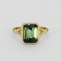 4.25 Ct. Green Sapphire Ring, 14K Yellow Gold 1
