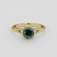 2.10 Ct. Bluish Green Sapphire Ring, 14K Yellow Gold 1
