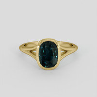2.61 Ct. Bluish Green Sapphire Ring, 14K Yellow Gold 1