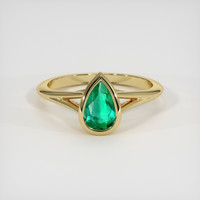 0.57 Ct. Emerald Ring, 18K Yellow Gold 1